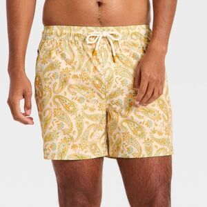 Goodfellow & Co - Men's 5'' Swim Trunks with Boxer Brief Liner - Goo Yellow